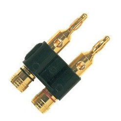 PROEL STAGE BN350BK podwójny wtyk bananowy z pozłacanymi stykami i śrubami zaciskowymi